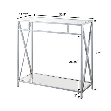 Convenience Concepts Oxford Chrome Glass Hall Table with Shelf