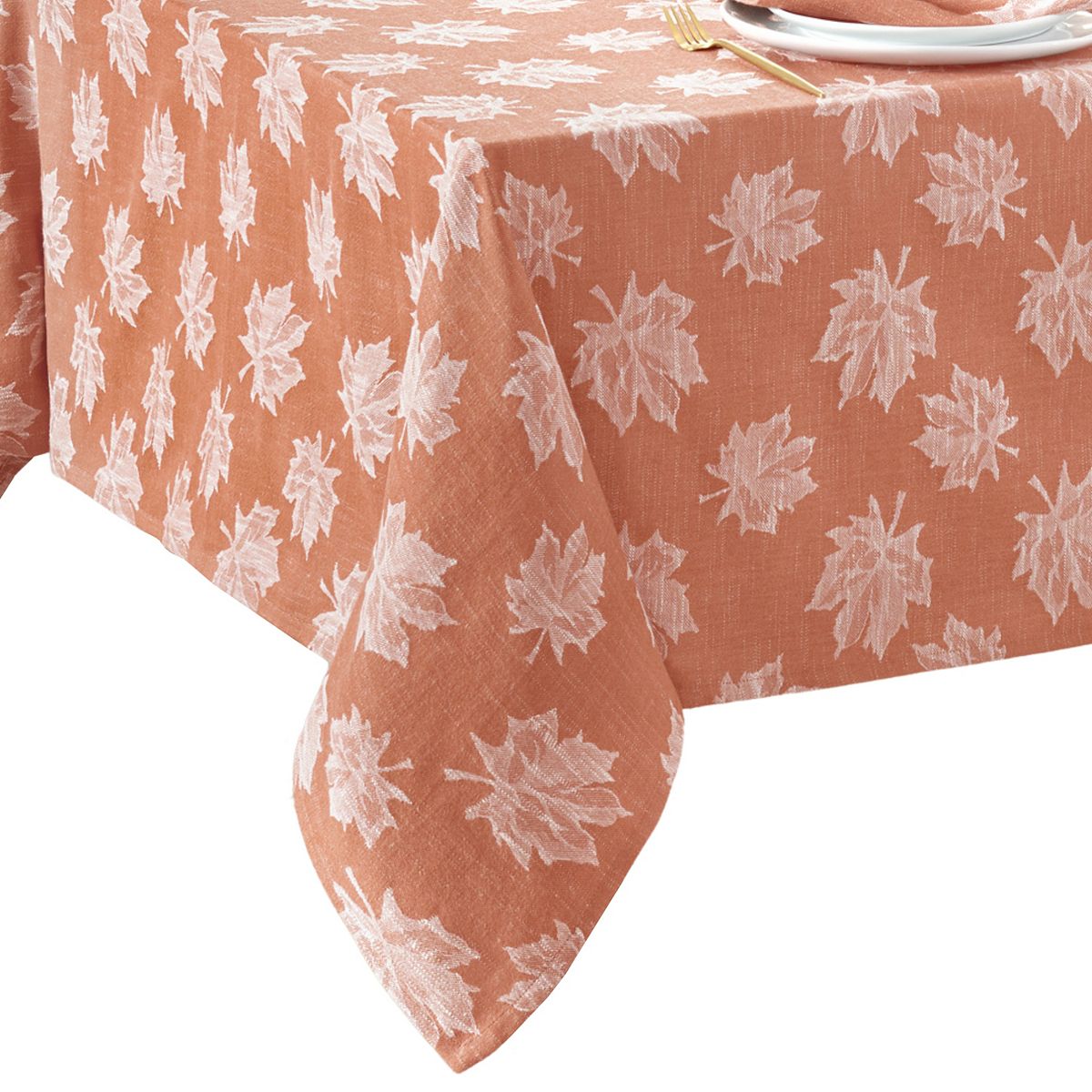 Falling Leaves Jacquard Rectangle Tablecloth - Sienna, 60X84