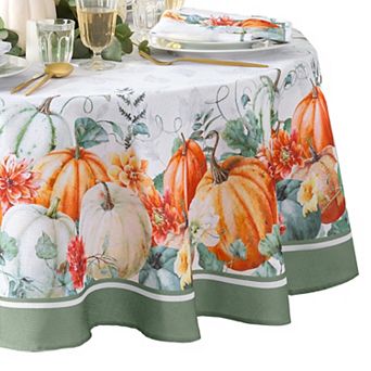 Pumpkin Harvest Vine Double Border Round/Oval Tablecloth