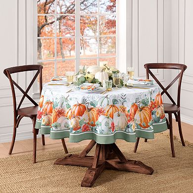 Pumpkin Harvest Vine Double Border Round/Oval Tablecloth