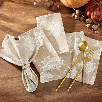 Falling Leaves Jacquard Napkins, 17"x17", Set of 8