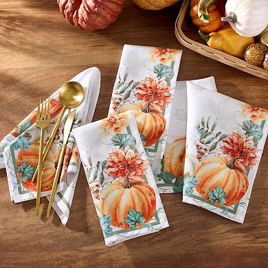 Pumpkin Harvest Vine Cloth Napkins, 17"x17", Set of 4