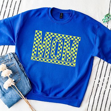 Simply Sage Market Mom Checkered Box Puff Print Sweatshirt