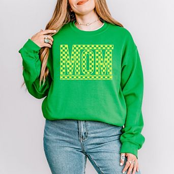 Simply Sage Market Mom Checkered Box Puff Print Sweatshirt