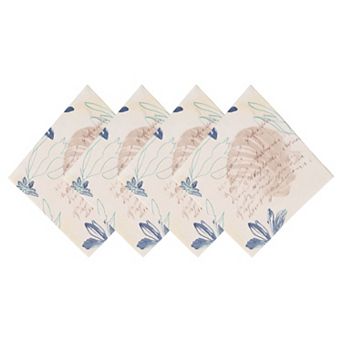 Elrene Home Fashions Seabiscuit Coastal Spring/Summer Cloth Napkins, Set of 4, 17"x17"