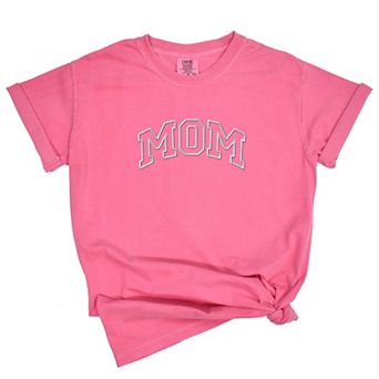Simply Sage Market Embroidered Mom Varsity Outline Garment Dyed Tee