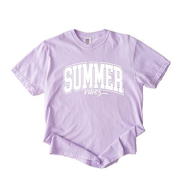 Simply Sage Market Varsity Summer Vibes Cursive Garment Dyed Tee
