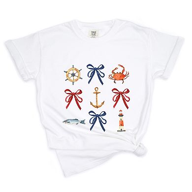 Coquette Nautical Collage - Womens Garment Dyed Tee