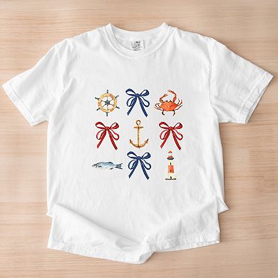 Coquette Nautical Collage - Womens Garment Dyed Tee