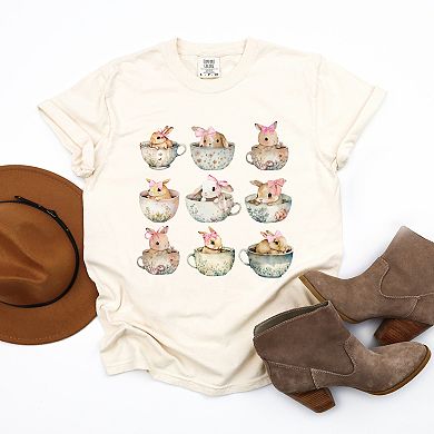 Simply Sage Market Teacup Bunnies Coquette Garment Dyed Tee