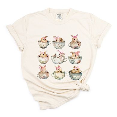 Simply Sage Market Teacup Bunnies Coquette Garment Dyed Tee