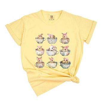 Simply Sage Market Teacup Bunnies Coquette Garment Dyed Tee