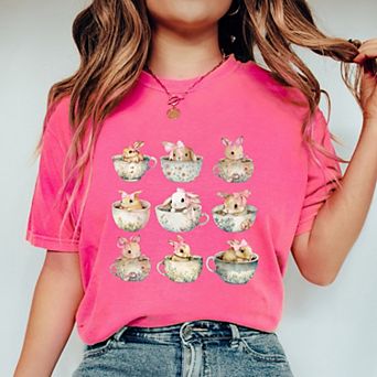 Simply Sage Market Teacup Bunnies Coquette Garment Dyed Tee