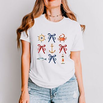 Coquette Nautical Collage - Womens Short Sleeve Tee