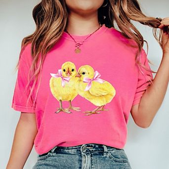 Simply Sage Market Coquette Yellow Chicks Garment Dyed Tee