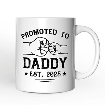 Promoted to Daddy Est. 2025 Mug, Dad Pregnancy Announcement Gift