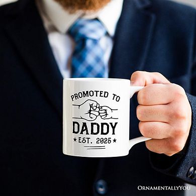 Promoted to Daddy Est. 2025 Mug, Dad Pregnancy Announcement Gift
