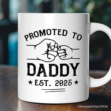 Promoted to Daddy Est. 2025 Mug, Dad Pregnancy Announcement Gift