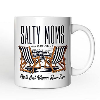 Salty Moms Beach Club Mug, Retro Summer Cool Mothers Gift