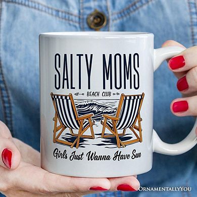 Salty Moms Beach Club Mug, Retro Summer Cool Mothers Gift