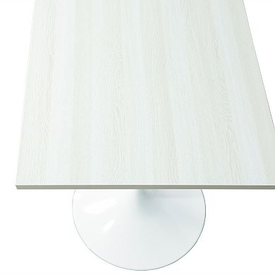 LeisureMod Verve 24" Sqaure Dining Table - Modern MDF Top with White Pedestal Base