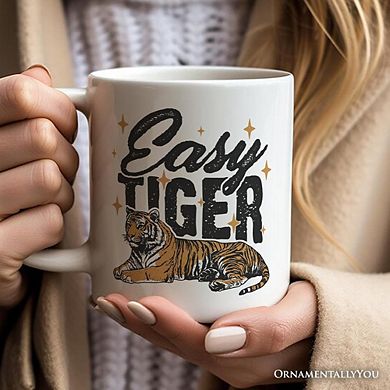 Easy Tiger Mug, Vintage Wild Animal Retro Grunge Gift