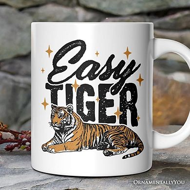 Easy Tiger Mug, Vintage Wild Animal Retro Grunge Gift