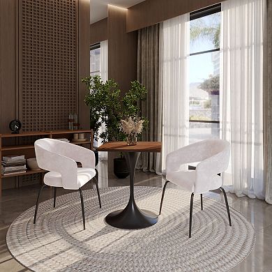 LeisureMod Verve 24" Sqaure Dining Table - Modern MDF Top with Black Pedestal Base