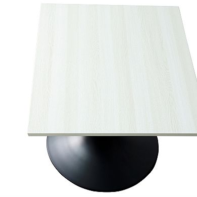 LeisureMod Verve 24" Sqaure Dining Table - Modern MDF Top with Black Pedestal Base