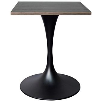 LeisureMod Verve 24" Sqaure Dining Table - Modern MDF Top with Black Pedestal Base