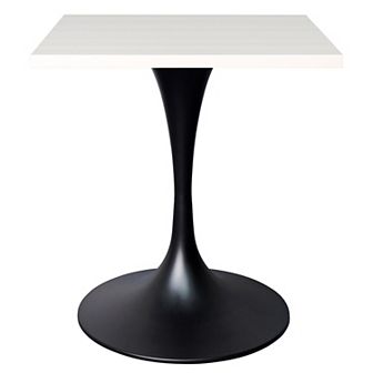 LeisureMod Verve 24" Sqaure Dining Table - Modern MDF Top with Black Pedestal Base