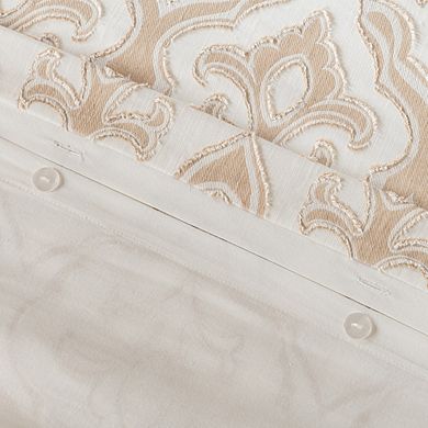 Slub Cotton 3Pc Duvet Cover Set, Floral Jacquard with Texture Detail, Queen/King