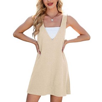 Women's Sleeveless V-Neck Waffle Knit A-Line Dress