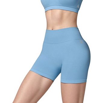 Women's High Waist Seamless Biker Shorts with Ribbed Waistband and Body-Hugging Fit