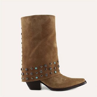 Arianna Old Gold Leather Cowgirl Boots - Stylish Western Footwear & Comfort By Buck & Brana