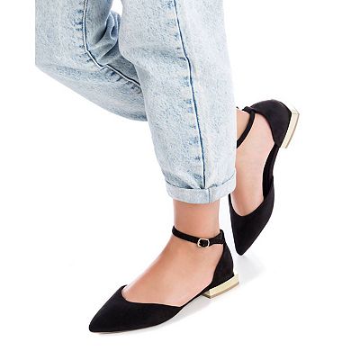 Women's Suede Pointy Toe Ballet Flats By XTI 141426