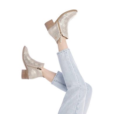 Xti Women's Italian Western Booties With side Zipper 143961