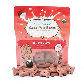 Cocotherapy Coco-milk Bones Red Velvet Biscuit - Organic Coconut Treat For Dogs (6 Oz)
