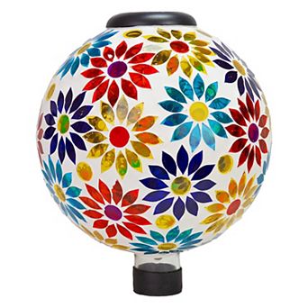 Sunnydaze Mosaic Glass Gazing Ball with Solar Light - 10 in