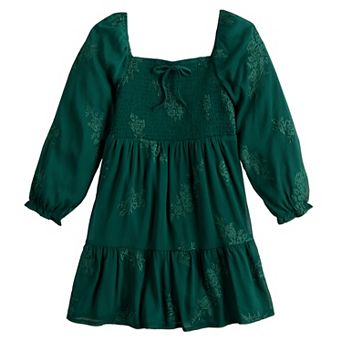 Girls 7-16 Poppies & Roses Long Sleeve Flounce Dress