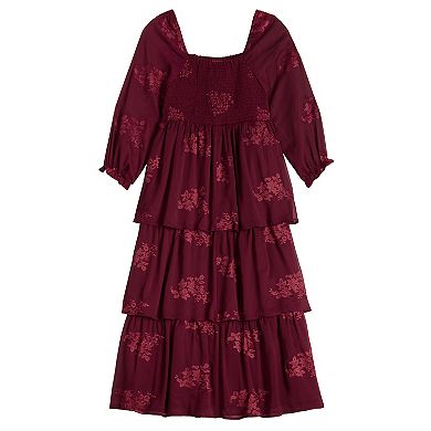 Girls 7-16 Poppies & Roses Long Sleeve Tier Dress