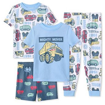 Toddler Boys Tonka Mighty Mover 4 pc Short Sleeve Pajama Tops, Pajama Pants & Pajama Shorts Set
