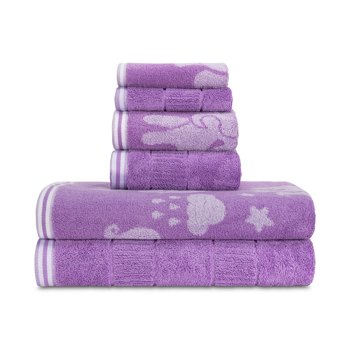 Caro Home Kids 6-pc. Bath Towel Set - Purple Unicorns