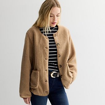 Women's Nine West Collarless Teddy Jacket