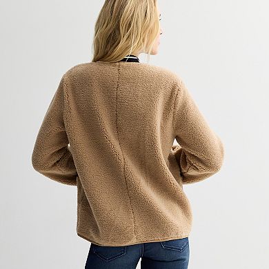 Women's Nine West Collarless Teddy Jacket