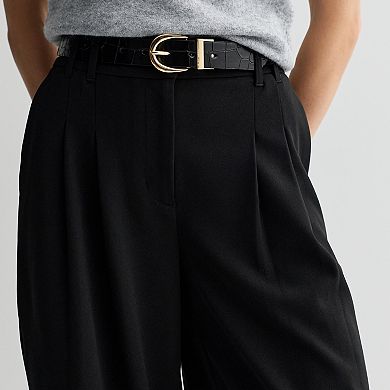 Women's Nine West Crepe Pleated Wide Trousers
