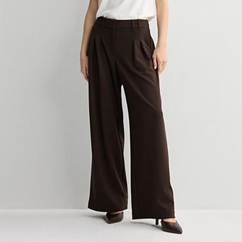 Women's Nine West Crepe Pleated Wide Trousers