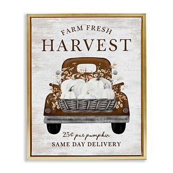 Stupell Home Decor Farm Pumpkin Harvest Framed Canvas Wall Art