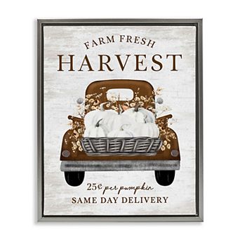 Stupell Home Decor Farm Pumpkin Harvest Framed Canvas Wall Art