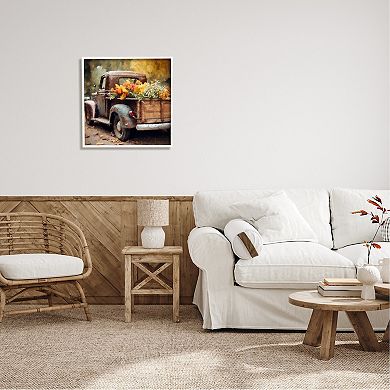 Stupell Home Decor Autumnal Plants Truck Framed Canvas Wall Art